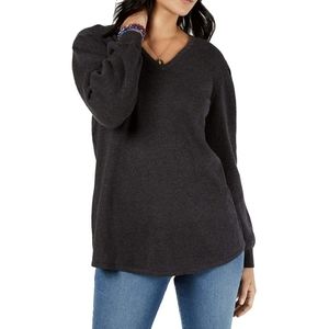 Style & CO Pleated Sleeve Tunic Sweater Black M